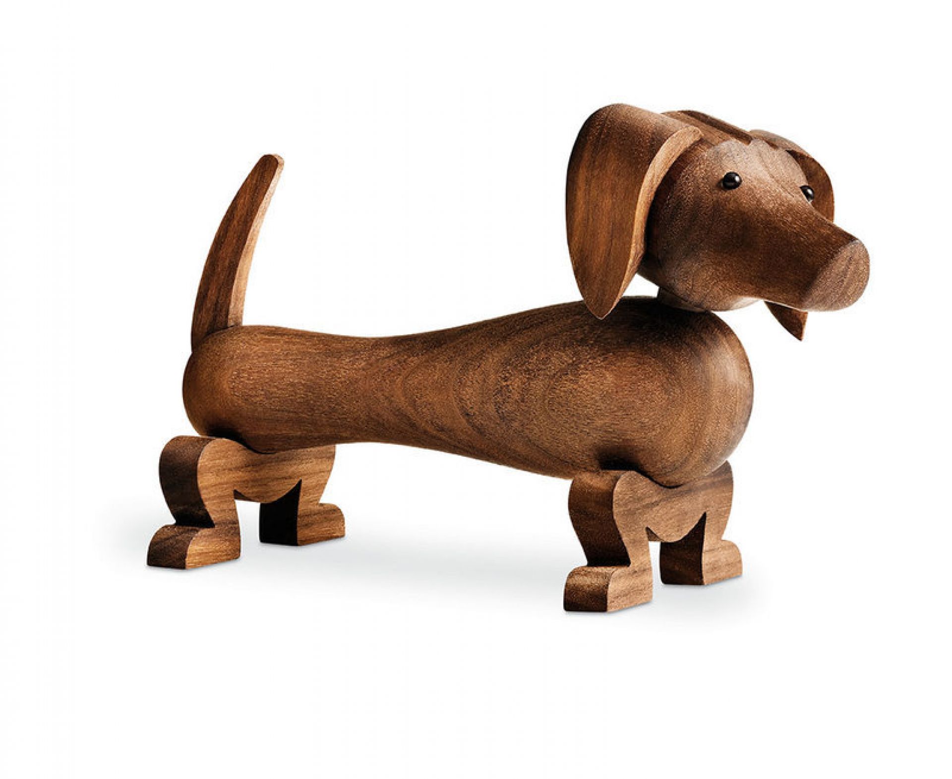 Kay Bojesen Hund Holzfigur: Dackel aus Walnussholz, Designklassiker, Dekoration für Kinderzimmer.